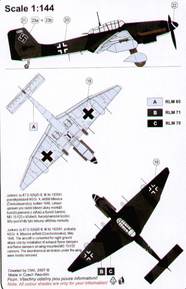 Owl 44002 1:144 Junkers at Night