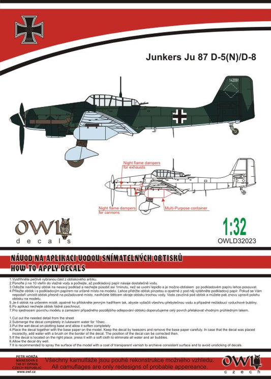 Owl OWLD32023 1:32 Junkers Ju-87D-5 (N)/D-8 'Stuka' Nachtschlacht