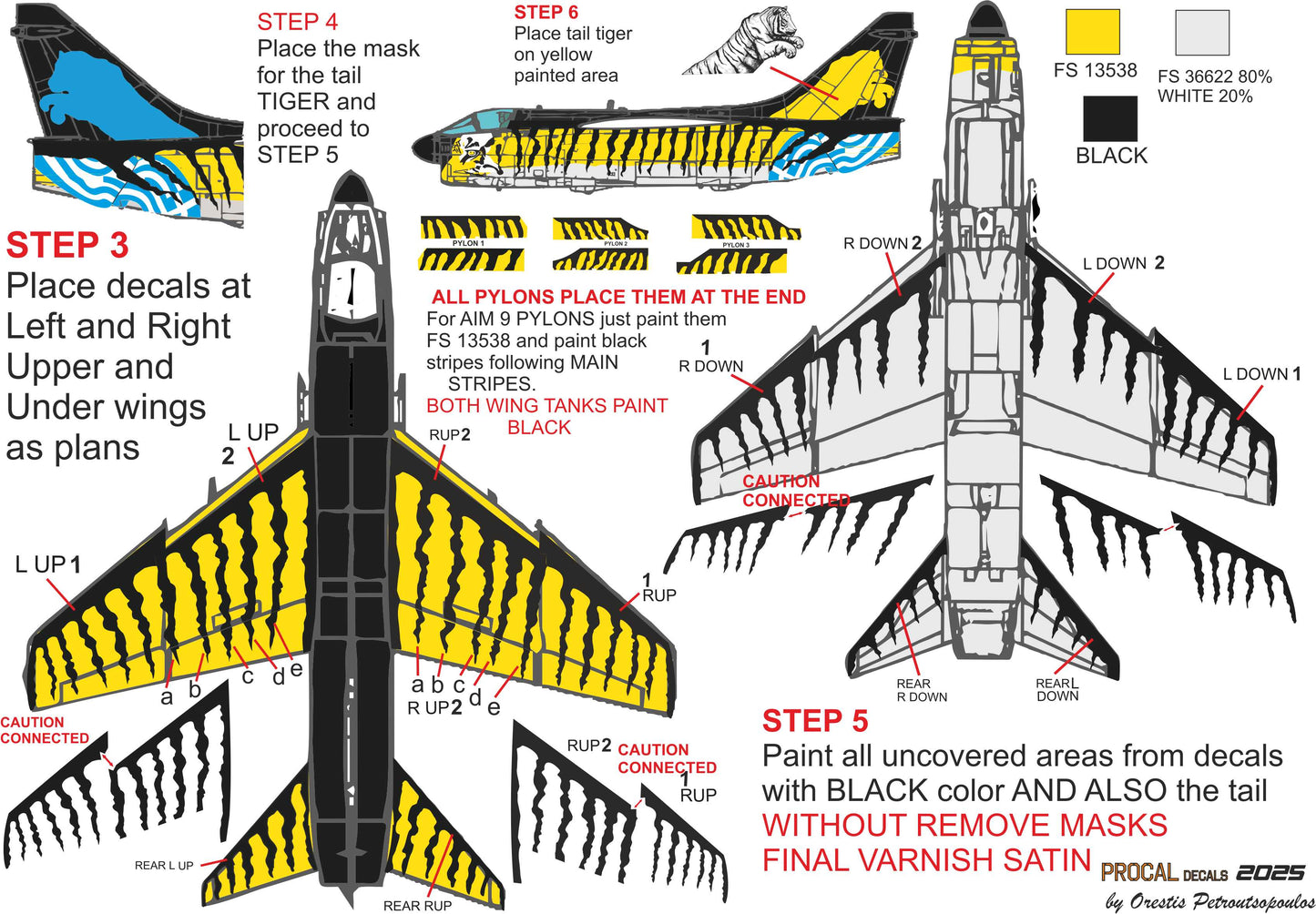 Procal Decals 482501 1:48 335 squadron Vought LTV A-7E Corsair TIGER 20071.5 A4 sheet+masks