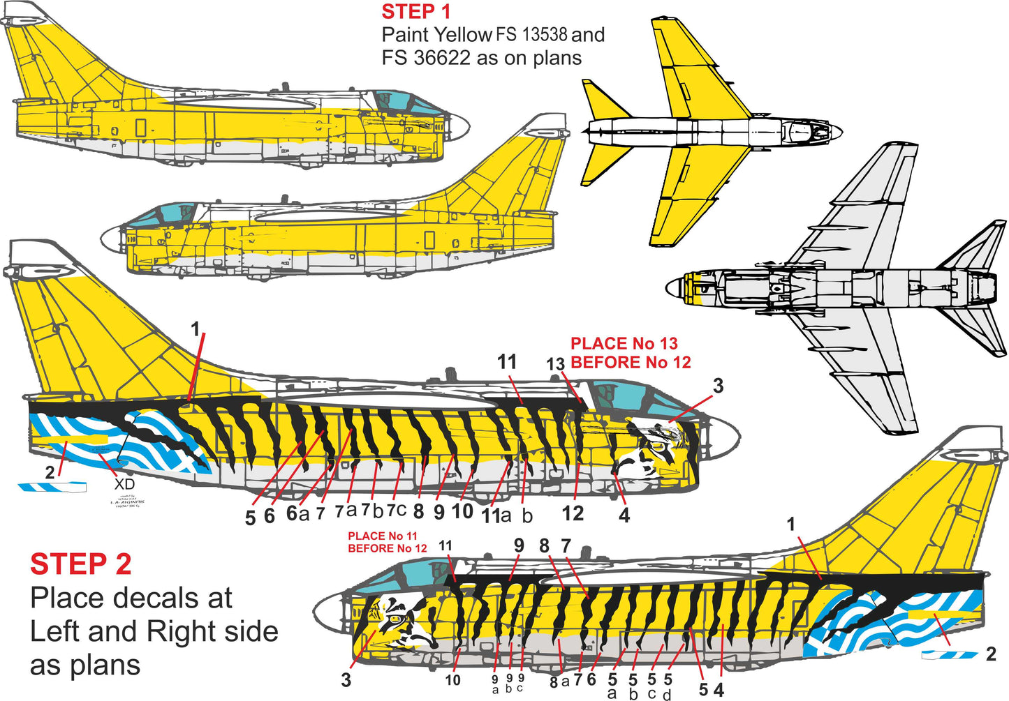 Procal Decals 722501 1:72 335 squadron Vought LTV A-7E Corsair TIGER 20071 A4 sheet+masks