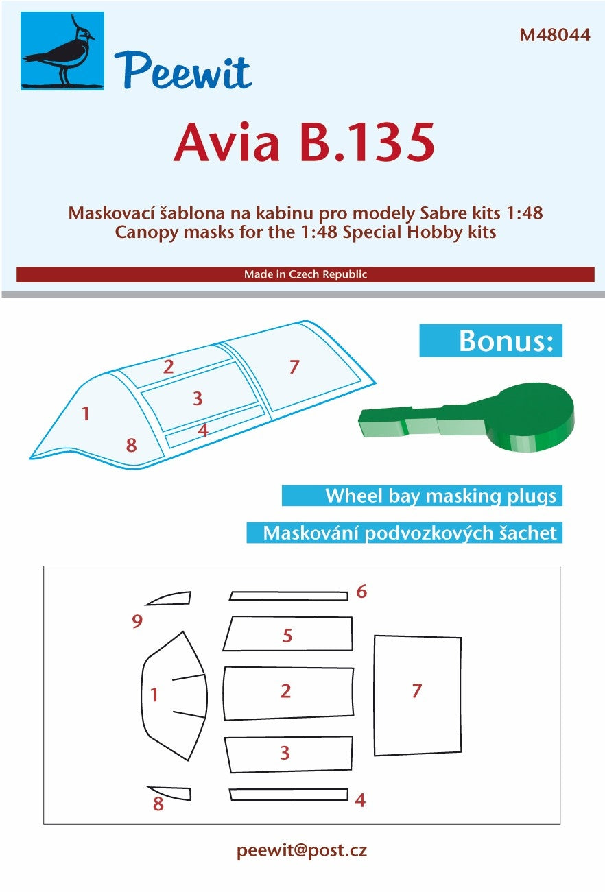 Peewit M48044 1:48 Avia B-135  plus bonus: wheel bay plugs
