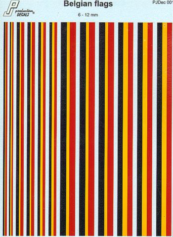PJ Productions PJDEC01 1:48 & 1:72 Belgium Flags 6 - 12mm