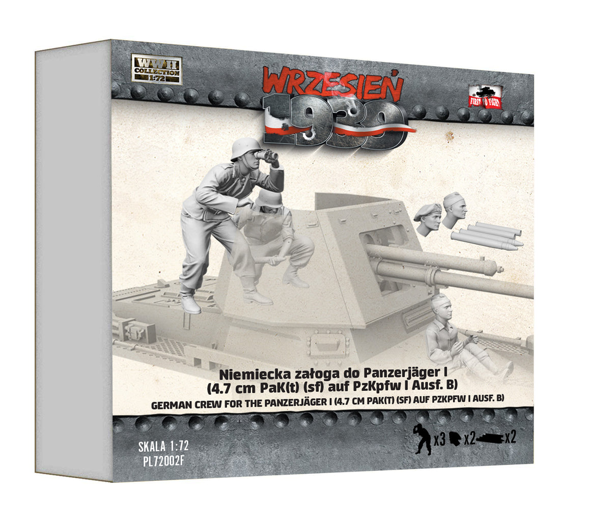 First To Fight Kits PL72002F 1:72 German crew set for Panzerjäger I – 3 figures and 4 shells