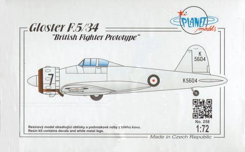 Planet Models 258 1:72 Gloster F.5/34 British Fighter Prototype