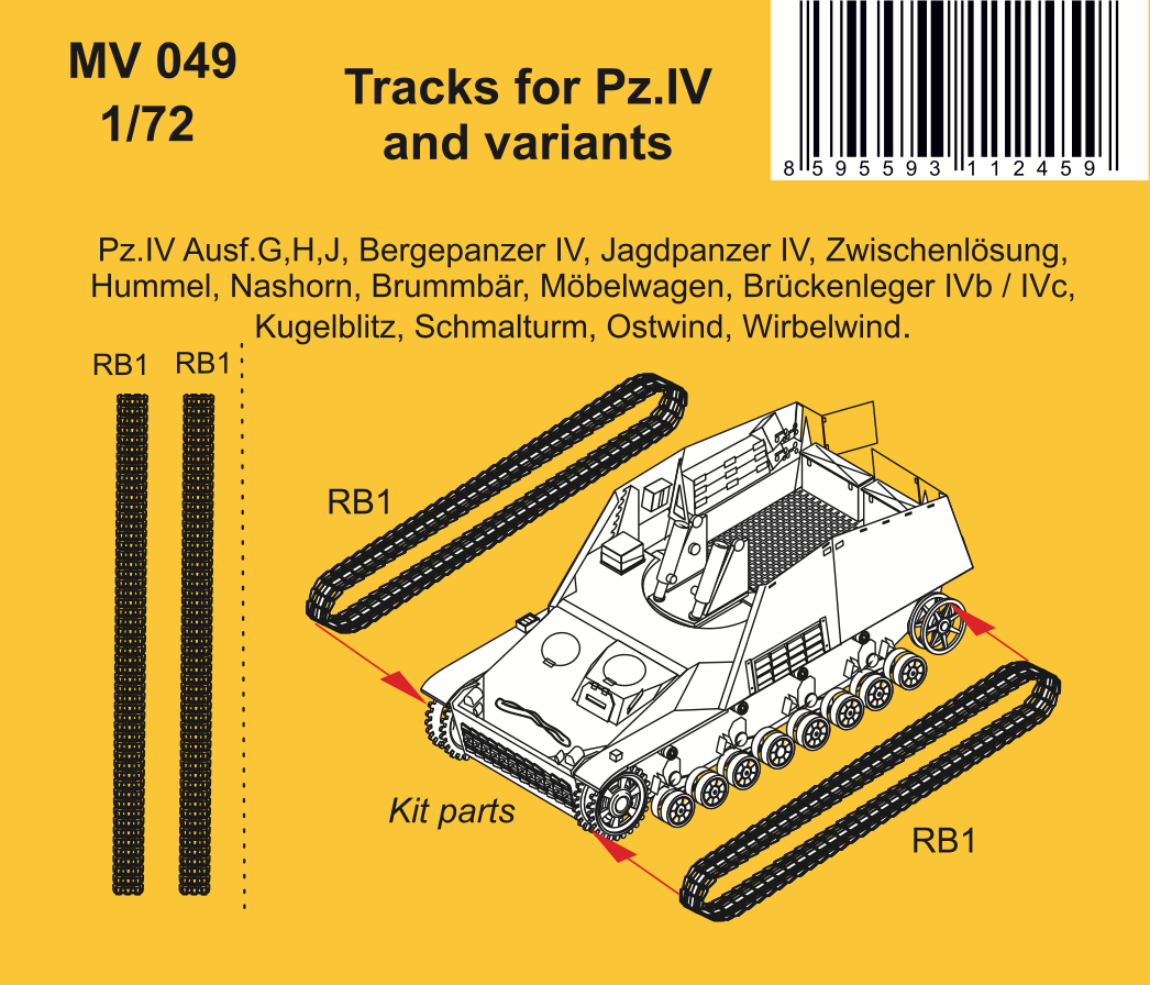 Planet Models MV049 1:72 A Pair of Vinyl tracks for the Pz.Kpfw.IV Chassis