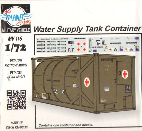 Planet Models MV116 1:72 Water Supply Tank Container