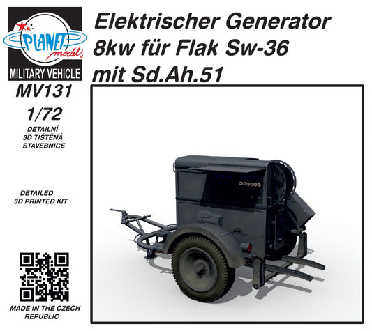 Planet Models MV131 1:72 Elektrischer Generator 8kw fÃƒÂ¼r Flak Sw-36) mit Sd.Ah.51