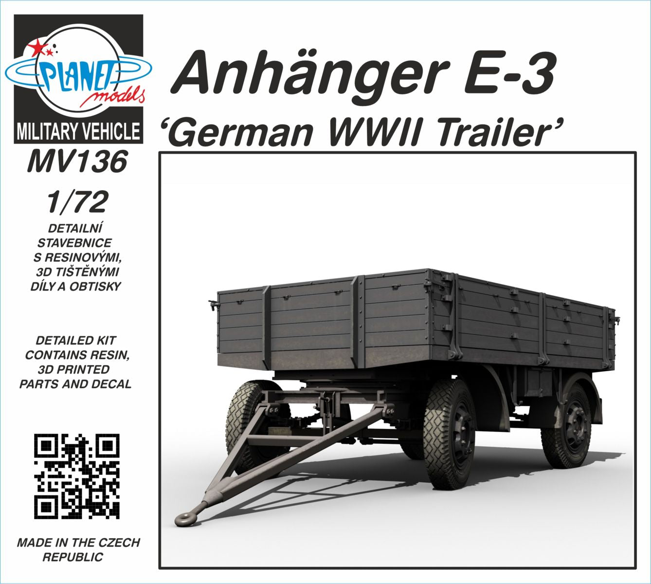 Planet Models MV136 1:72 AnhÃ¤nger E-3 â€˜German WWII Trailerâ€™