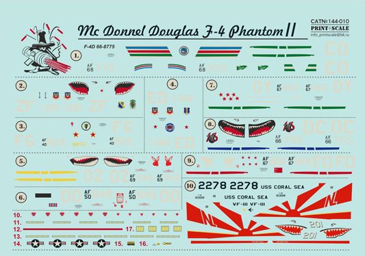Print Scale 14410 1:144 McDonnell F-4C/F-4D/F-4E Phantom II in Vietnam war [F-4C/D]
