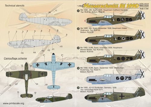 Print Scale 14415 1:144 Messerschmitt Bf-109D