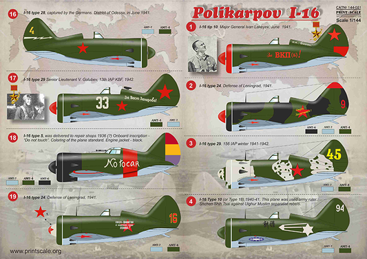 Print Scale 14421 1:144 Polikarpov I-16