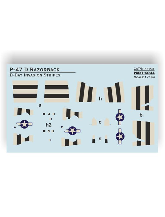 Print Scale 14425 1:144 Republic P-47D Thunderbolt Razorback. D-Day Invasion Stripes