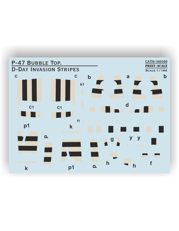 Print Scale 14426 1:144 Republic P-4D Bubble Top. D-Day Invasion Stripes
