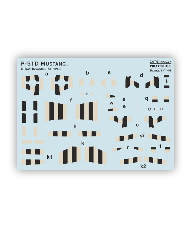 Print Scale 14427 1:144 North-American P-51D Mustang. D-Day Invasion Stripes