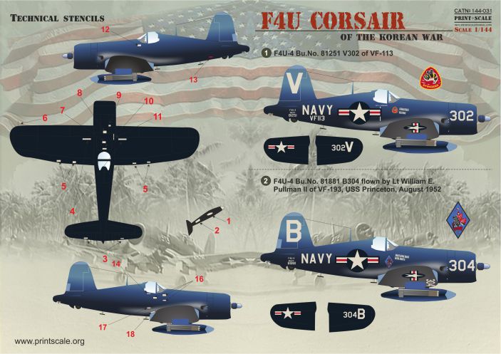 Print Scale 14431 1:144 Vought F4U Corsair