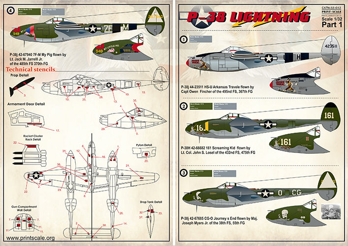 Print Scale 32012 1:32 Lockheed P-38H/P-38J Lightning Part 1