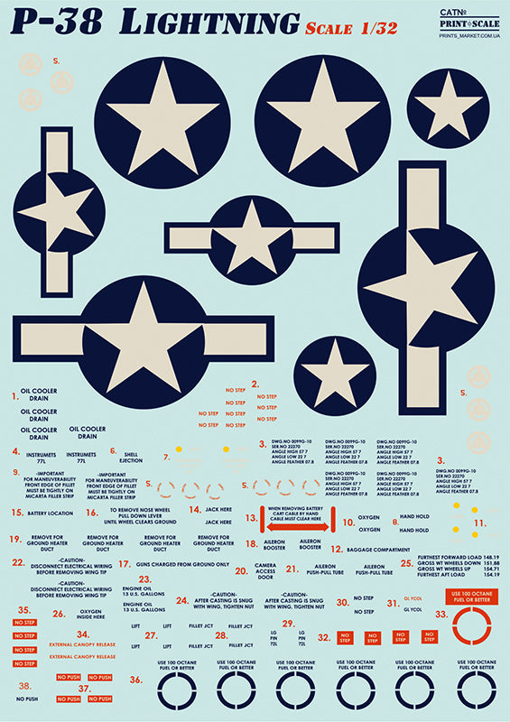 Print Scale 32012 1:32 Lockheed P-38H/P-38J Lightning Part 1