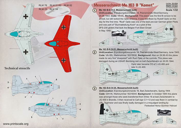 Print Scale 32024 1:32 Messerschmitt Me-163B