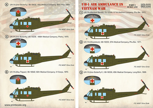 Print Scale 32031 1:32 Bell UH-1 Air Ambulance in Vietnam War