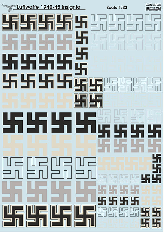 Print Scale 32036 1:32 Luftwaffe Insignia 1939-1945