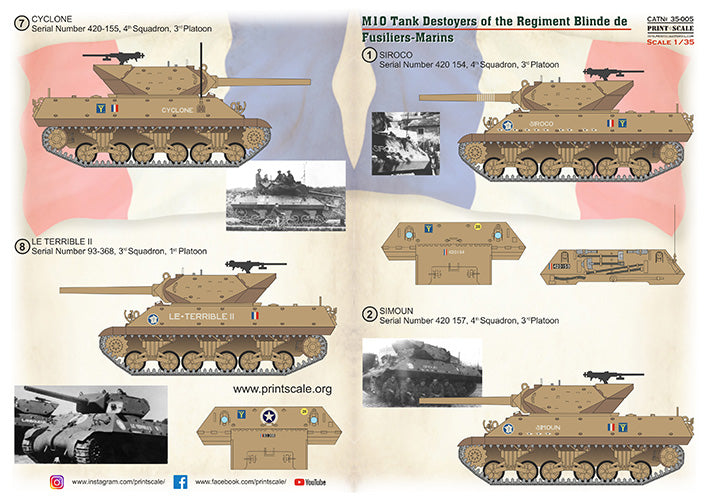 Print Scale 35-005 1:35 M10 Tank Destroyer of the Regiment Blinde de Fusiliers-Marines