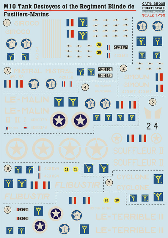 Print Scale 35-005 1:35 M10 Tank Destroyer of the Regiment Blinde de Fusiliers-Marines