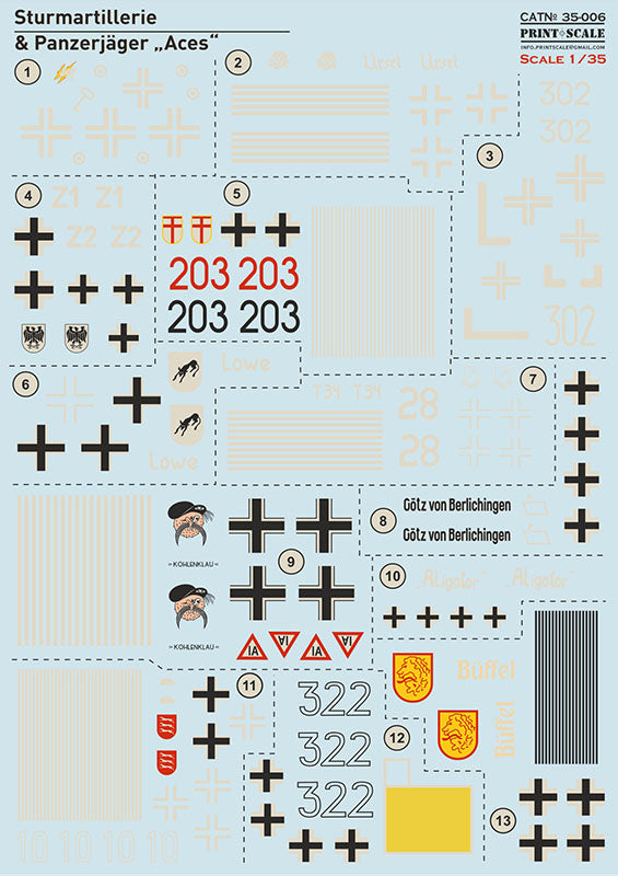 Print Scale 35-006 1:35 Sturmartillerie & Panzerjager 'Aces'