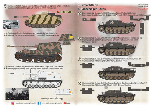 Print Scale 35-006 1:35 Sturmartillerie & Panzerjager 'Aces'