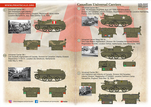 Print Scale 35-007 1:35 Canadian Universal Carriers