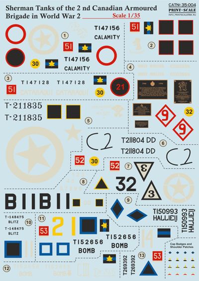 Print Scale 35-004 1:35 Sherman Tanks of the 2nd Canadian Armoured Brigade in WWII