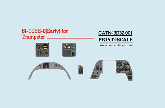 Print Scale 3D32-001 1:32 Messerschmitt Bf-109G-6 (Early) 3D Decal