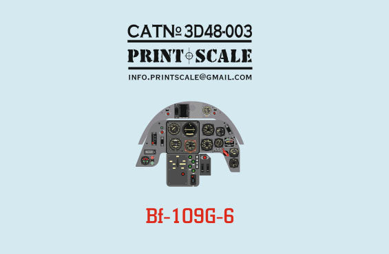 Print Scale 3D48-003 1:48 Messerschmitt Bf-109G-6 Instrument Panel 3D Decal