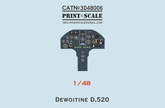 Print Scale 3D48006 1:48 Instrumental panel Dewoitine D.520