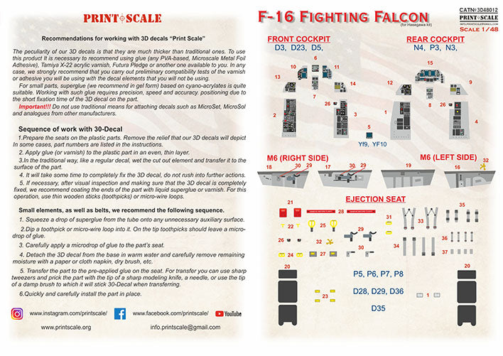 Print Scale 3D48012 1:48 Instrumental panel Lockheed-Martin F-16D Fighting Falcon