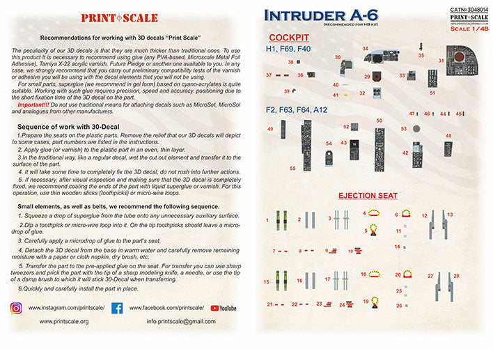 Print Scale 3D48-14 1:48 Instrumental panel Grumman A-6 Intruder