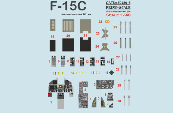 Print Scale 3D48-15 1:48 Instrumental panel McDonnell F-15C Eagle