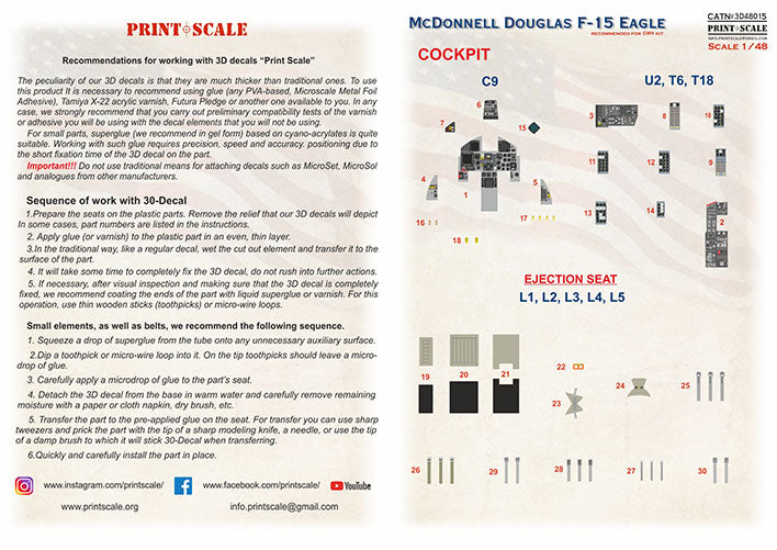 Print Scale 3D48-15 1:48 Instrumental panel McDonnell F-15C Eagle