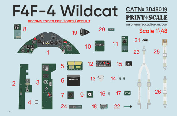 Print Scale 3D48-19 1:48 Grumman Wildcat Instrument panel