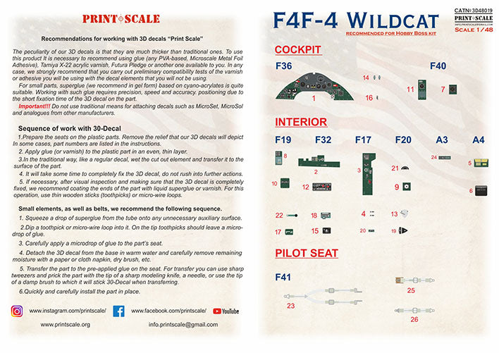Print Scale 3D48-19 1:48 Grumman Wildcat Instrument panel