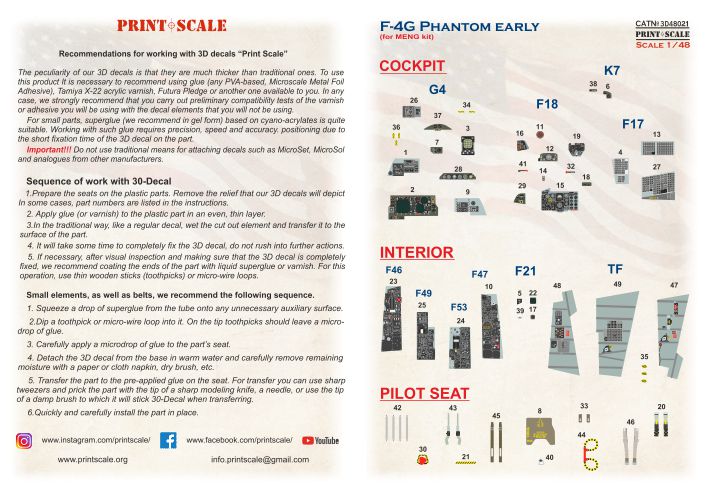 Print Scale 3D48-21 1:48 Instrument panel McDonnell F-4G Phantom Early