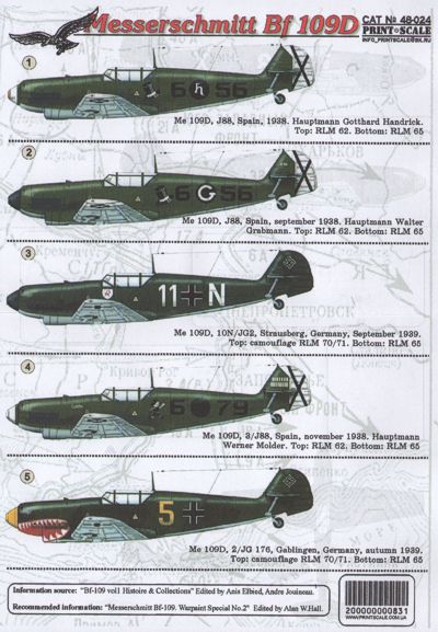 Print Scale 48024 1:48 Messerschmitt Bf-109D Part 1