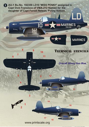 Print Scale 48054 1:48 Vought F4U-4/AU-1 Corsairs of the Korean War