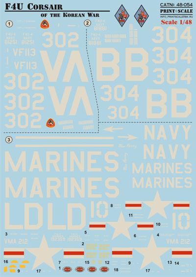 Print Scale 48054 1:48 Vought F4U-4/AU-1 Corsairs of the Korean War