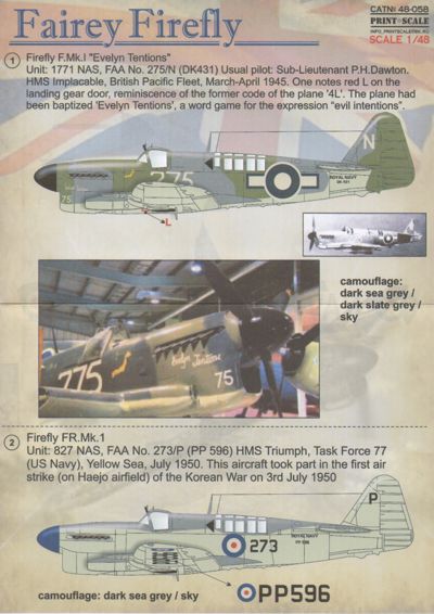 Print Scale 48058 1:48 Fairey Firefly F Mk.I / FR Mk.I