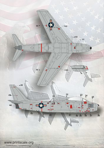 Print Scale 48066 1:48 North-American F-86E Sabre Technical Stencils