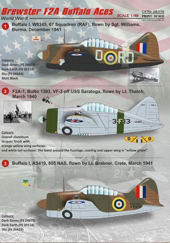 Print Scale 48075 1:48 Brewster F2A Buffalo Aces