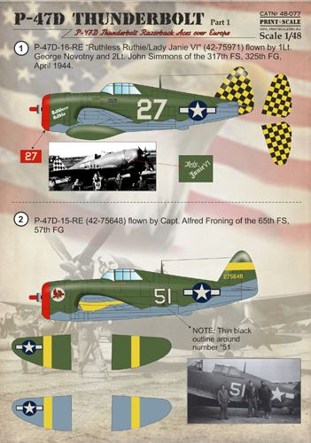 Print Scale 48077 1:48 Republic P-47D Thunderbolt 'Razorback' Aces over Europe Part 1