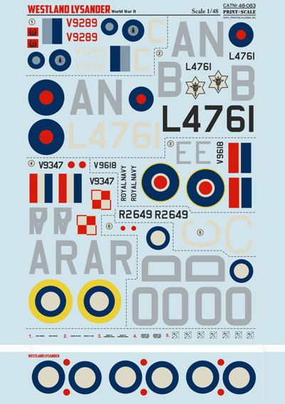 Print Scale 48083 1:48 Westland Lysander Mk.III