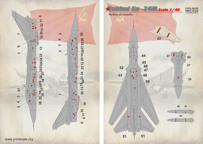 Print Scale 48098 1:48 Sukhoi Su-24Ð Technical Stencils