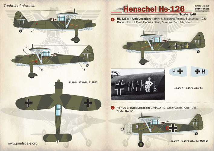 Print Scale 48099 1:48 Henschel Hs-126